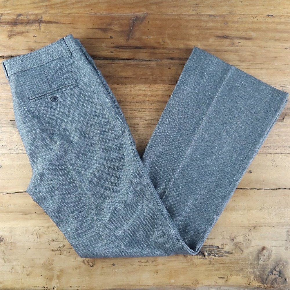 VIVIENNE TAM GREY STRIPE BUSINESS OFFICE WORK WIDE LEG/FLARE TROUSERS SIZE 6